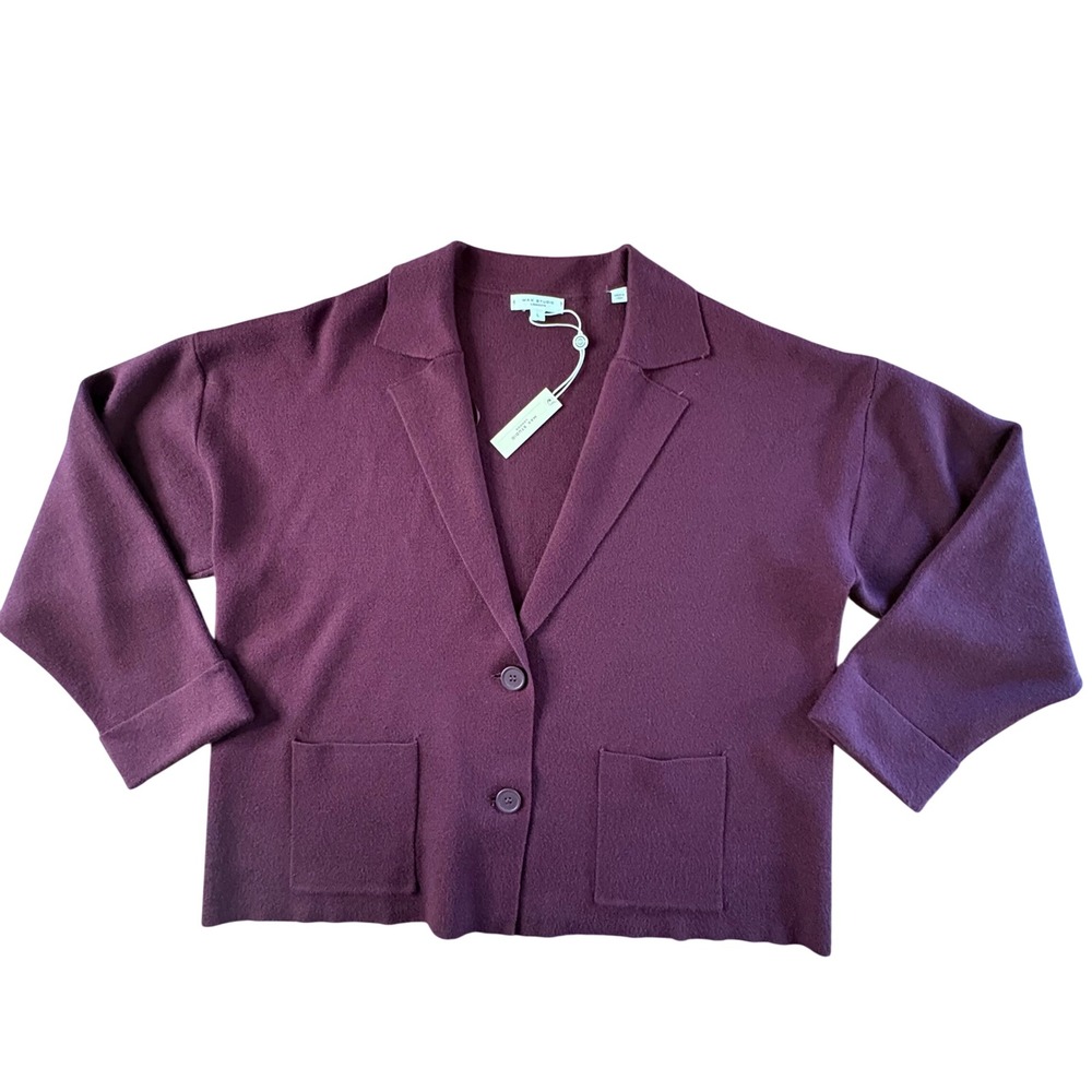 Max Studio London Womens‎ Cardigan Sweater L Dark Wine Burgundy Button Front New